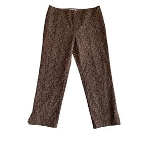 Women’s Pants DANA BUCHMAN  Brown Floral Crochet Design Straight Leg Ankle Pants